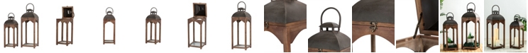 Glitzhome Set of 2 Whiskey Brown Farmhouse Modern Wood/Metal Lanterns